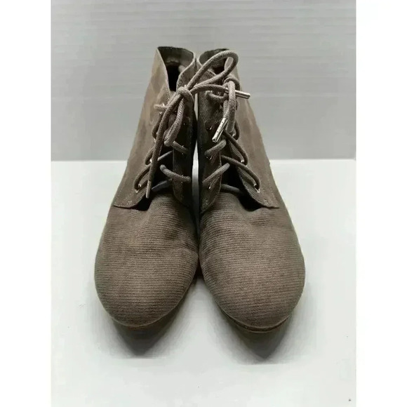 Dr. Scholl's Women's Dakota‎ Booties Brown Microfiber Suede Tie Wedge Size 8.5 W - Picture 1 of 8